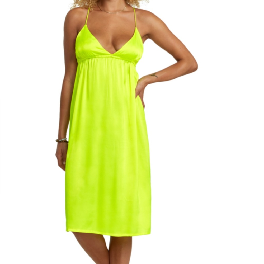RVCA Neon Yellow Sleeveless Dress Size L/12 NWT